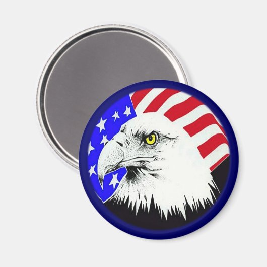 Bald Eagle en de Amerikaanse vlag Magneet (Voorkant / Achterkant)