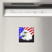 Bald Eagle en de Amerikaanse vlag Magneet (Insitu (Vaatwasser))