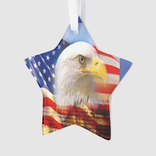 Bald Eagle en de Amerikaanse vlag Ornament (voorkant)