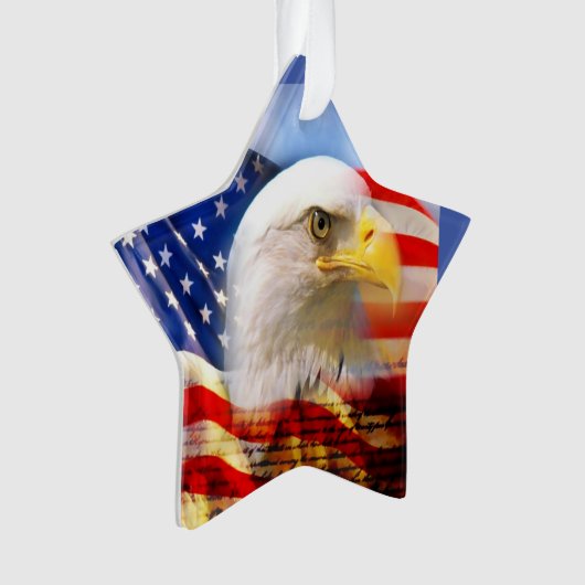 Bald Eagle en de Amerikaanse vlag Ornament (voorkant)