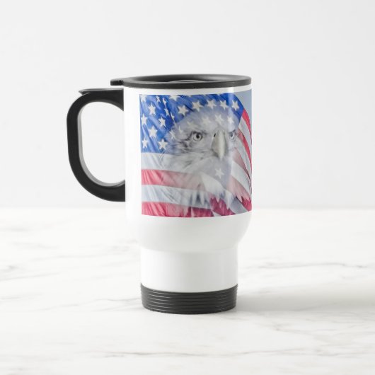 Bald Eagle en de Amerikaanse vlag Reisbeker (Links)