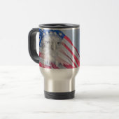 Bald Eagle en de Amerikaanse vlag Reisbeker (Voorkant links)