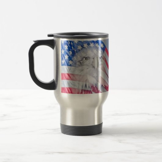 Bald Eagle en de Amerikaanse vlag Reisbeker (Links)