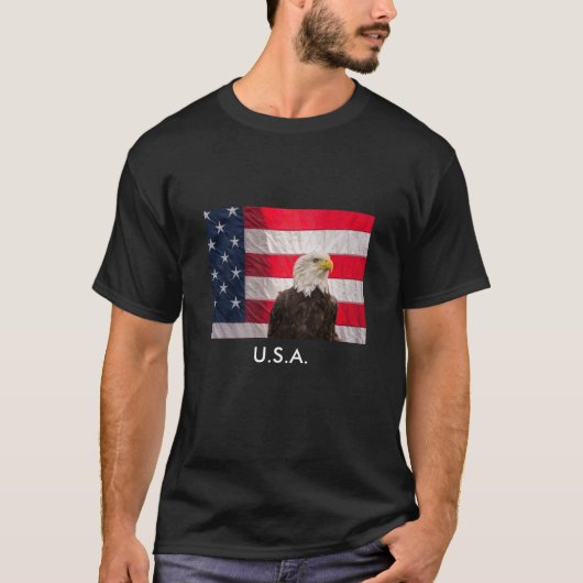Bald Eagle en de Amerikaanse vlag T-shirt (Voorkant)