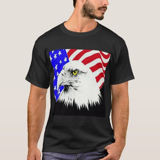 Bald Eagle en de Amerikaanse vlag T-shirt (Voorkant)