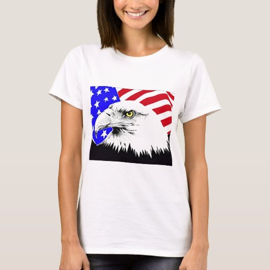 Bald Eagle en de Amerikaanse vlag T-shirt (Voorkant)