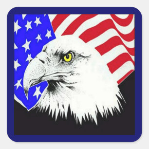 Bald Eagle en de Amerikaanse vlag Vierkante Sticker