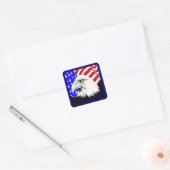 Bald Eagle en de Amerikaanse vlag Vierkante Sticker (Envelop)