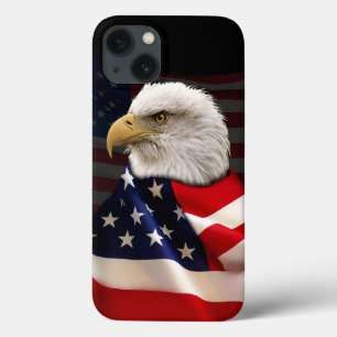 Bald Eagle en de Amerikaanse vlag voor de patriot iPhone 13 Hoesje