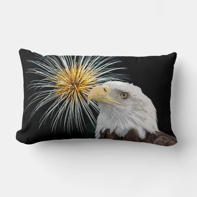 Bald Eagle en Fireworks Kussen (Voorkant)