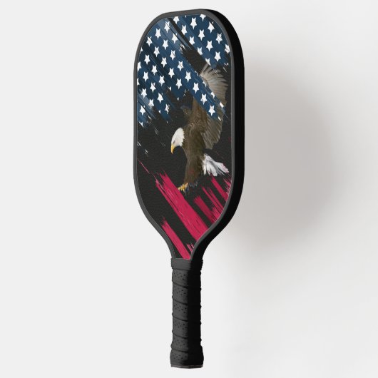 Bald Eagle en Flag Pickleball Paddle (Links)