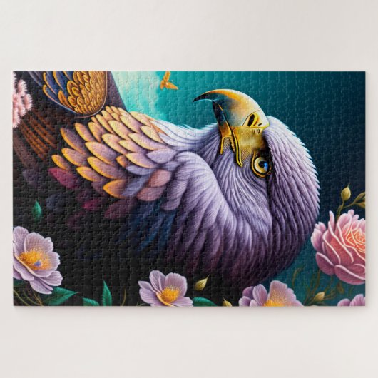 Bald Eagle en Flowers Legpuzzel (Horizontaal)
