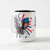 Bald Eagle en Vibrant Stars and Stripes Mok (Voorkant links)