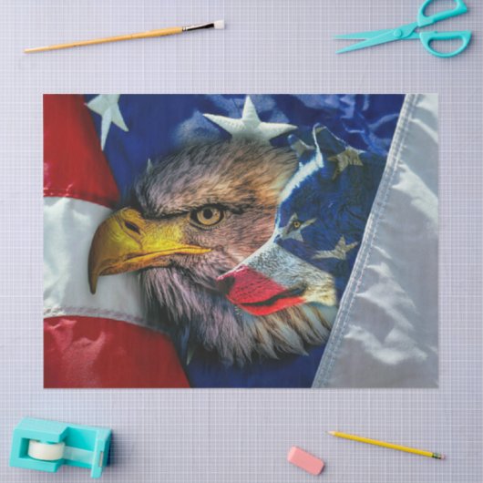 Bald Eagle en Wolf American Flag Tissuepapier (Craft)