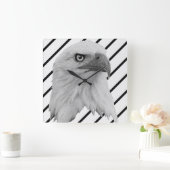Bald Eagle Face Oil Paint Vierkante Klok (Huis)