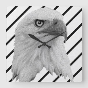Bald Eagle Face Oil Paint Vierkante Klok