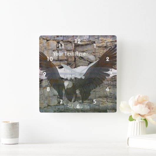 Bald Eagle Fantasy Animal Art Vierkante Klok (Huis)