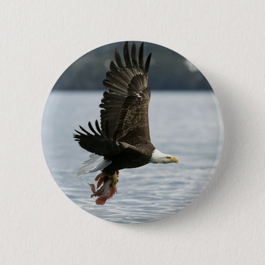 Bald Eagle Fish Retrieval Ronde Button 5,7 Cm (Voorkant)