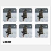 Bald Eagle Fish Retrieval Vierkante Sticker (Vel)