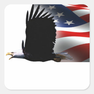 Bald Eagle Flies the Flag Memorial Day Vierkante Sticker