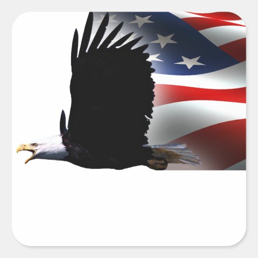 Bald Eagle Flies the Flag Memorial Day Vierkante Sticker (Voorkant)