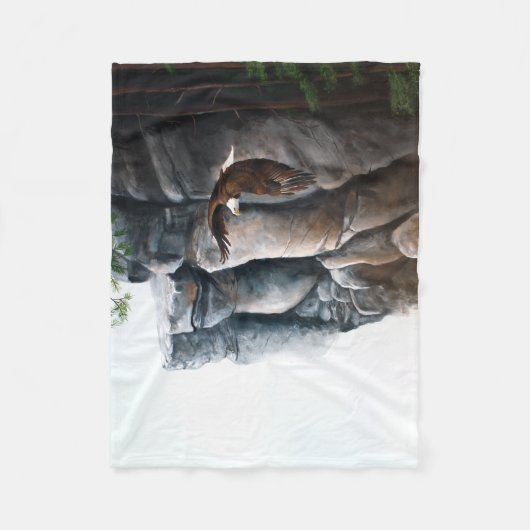 Bald Eagle Flight Rocks Fleece Deken (Voorkant)