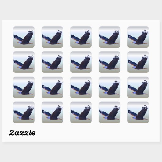 Bald Eagle Flying Vierkante Sticker (Vel)