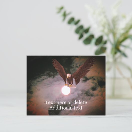 Bald Eagle Full Moon Fantasy Personalized  Briefkaart (Staand voorkant)