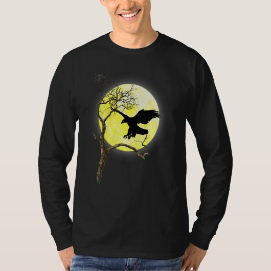 Bald Eagle Full Moon Light Natuur Bird Watting T-shirt (Voorkant)