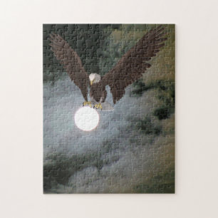 Bald Eagle Full Moon Night Sky Fantasy Art Legpuzzel