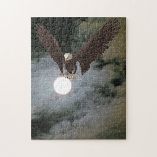 Bald Eagle Full Moon Night Sky Fantasy Art Legpuzzel (Verticaal)