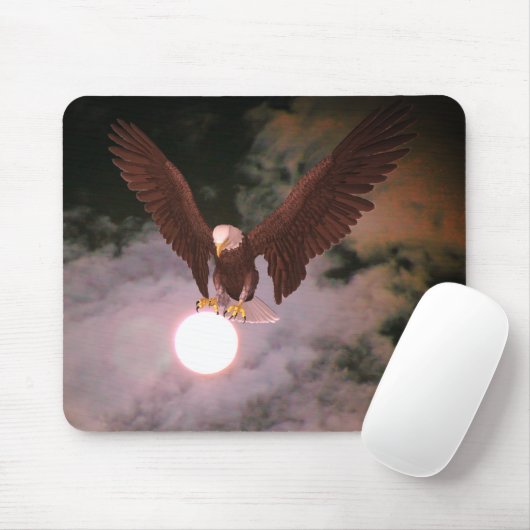 Bald Eagle Full Moon Night Sky Fantasy Muismat (Met muis)
