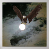 Bald Eagle Full Moon Night Sky Fantasy Poster (Voorkant)