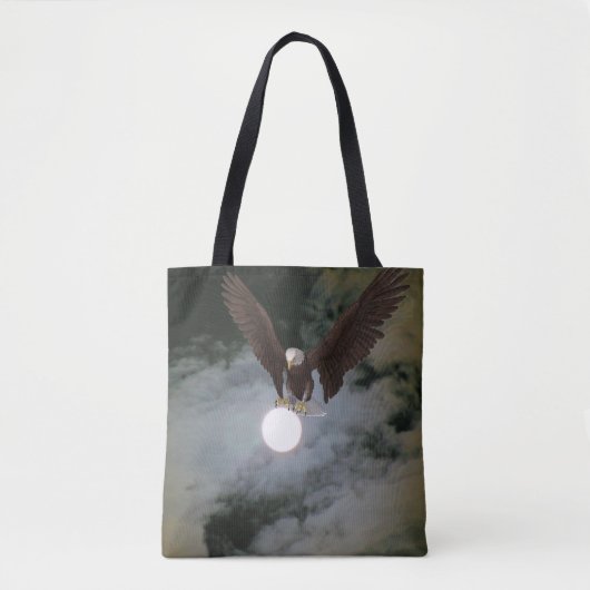 Bald Eagle Full Moon Night Sky Fantasy Tote Bag (Voorkant)