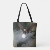 Bald Eagle Full Moon Night Sky Fantasy Tote Bag (Achterkant)