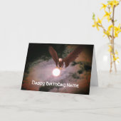 Bald Eagle Full Moon Persoonlijke verjaardag Kaart (Gele Bloem)