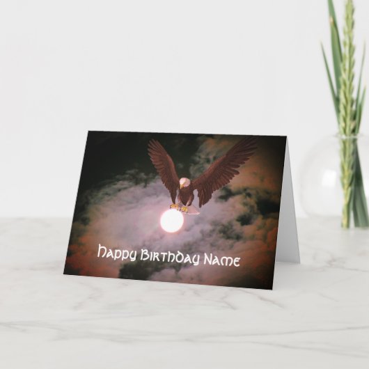 Bald Eagle Full Moon Persoonlijke verjaardag Kaart (Voorkant)