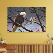 Bald Eagle Full Moon Wildlife Fotografie 60X40 Canvas Afdruk (Insitu (Woonkamer))