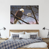 Bald Eagle Full Moon Wildlife Fotografie 60X40 Canvas Afdruk (Insitu (Slaapkamer))