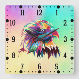 Bald Eagle geometrische prismatische ontwerp-80590 Vierkante Klok