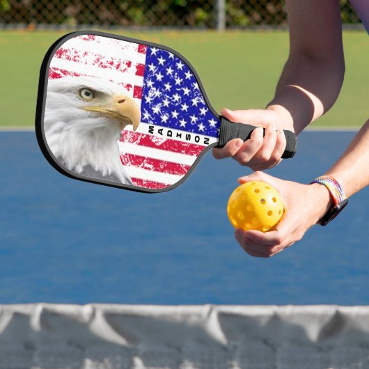 Bald Eagle gepersonaliseerde Amerikaanse vlag Pickleball Paddle (Insitu)