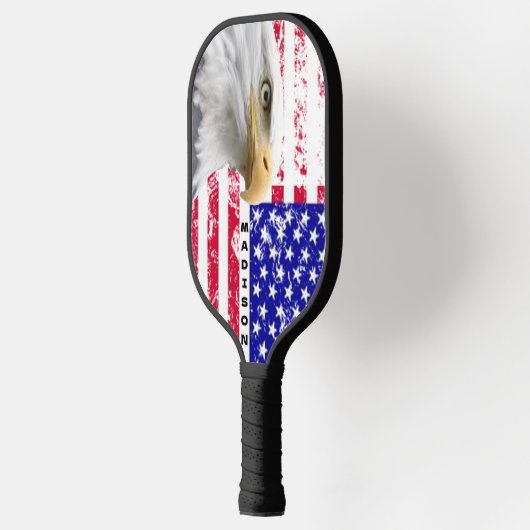 Bald Eagle gepersonaliseerde Amerikaanse vlag Pickleball Paddle (Links)