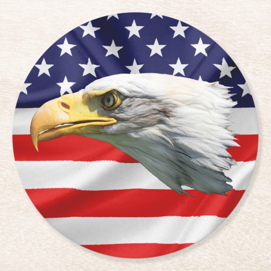 Bald Eagle, geweldig patriottisch cadeau Ronde Kartonnen Onderzetter (Voorkant)