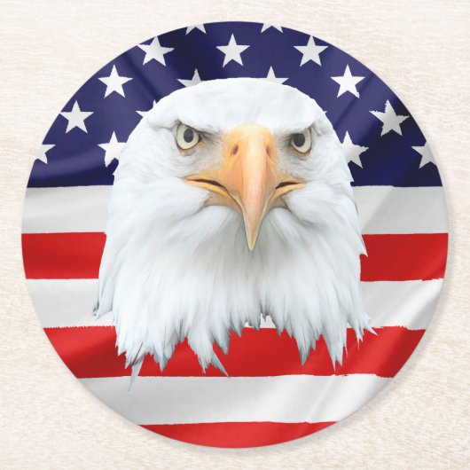 Bald Eagle geweldige patriottisch Ronde Kartonnen Onderzetter (Voorkant)