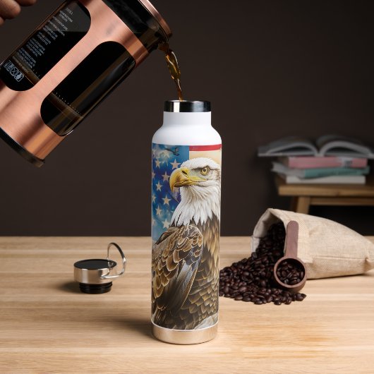 Bald Eagle Grunge Vlag VS Waterfles (Koffie)