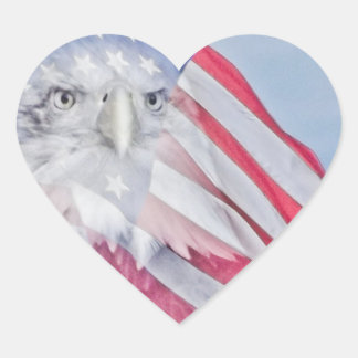 Bald Eagle Head en de Amerikaanse vlag Hart Sticker