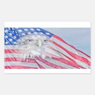 Bald Eagle Head en de Amerikaanse vlag Rechthoekige Sticker