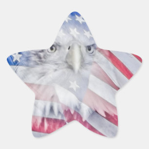 Bald Eagle Head en de Amerikaanse vlag Ster Sticker