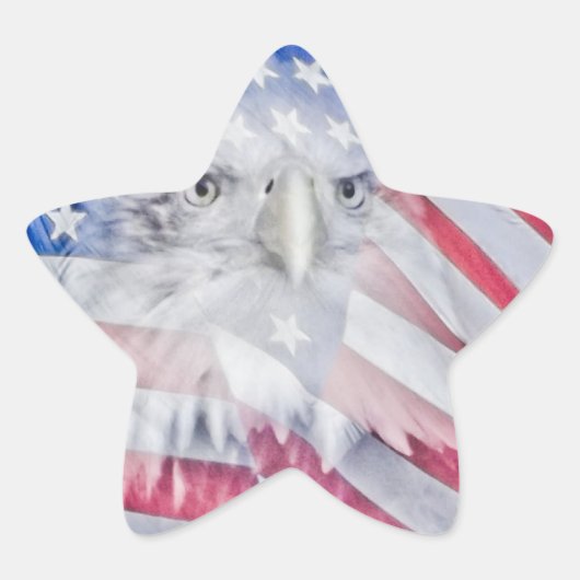 Bald Eagle Head en de Amerikaanse vlag Ster Sticker (Voorkant)