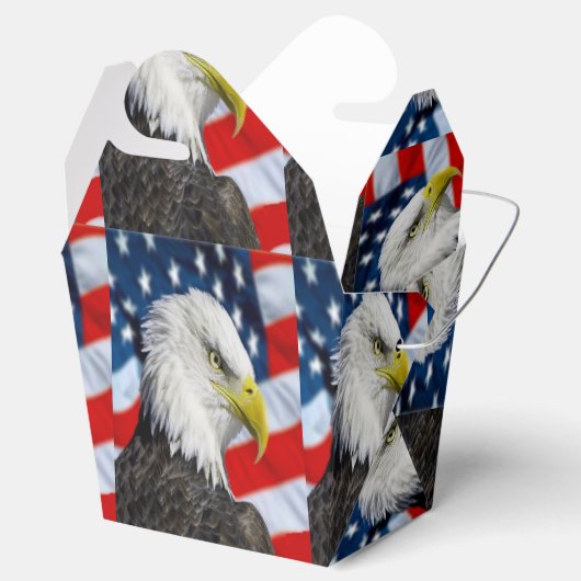 Bald Eagle head en een Amerikaanse vlag Bedankdoosjes (Geopend)